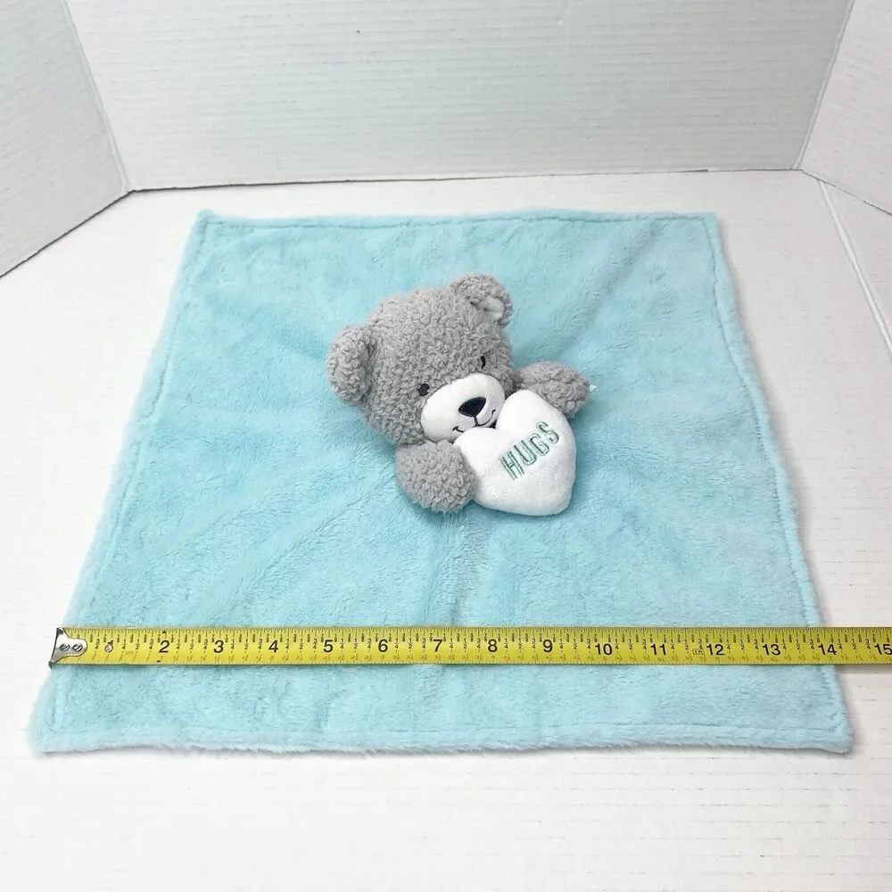 Build a Bear Workshop Teddy Bear Rattle Plush Lovey Security Blanket‎ Blue Gray
